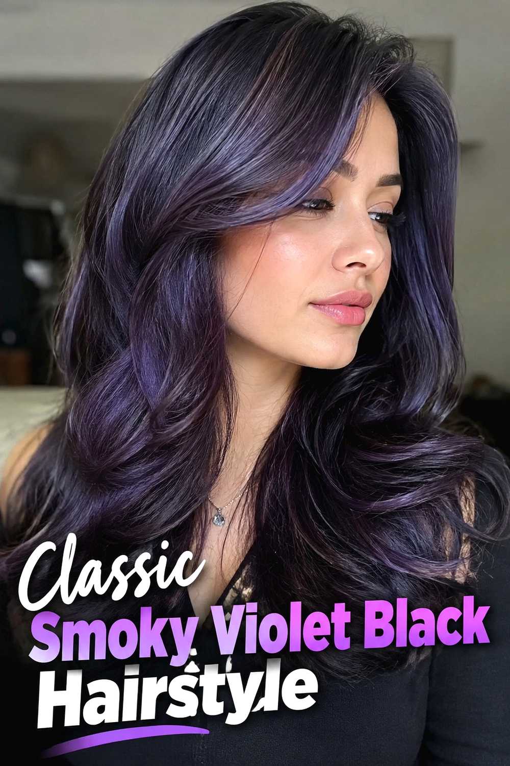1. Classic Smoky Violet Black Hairstyle