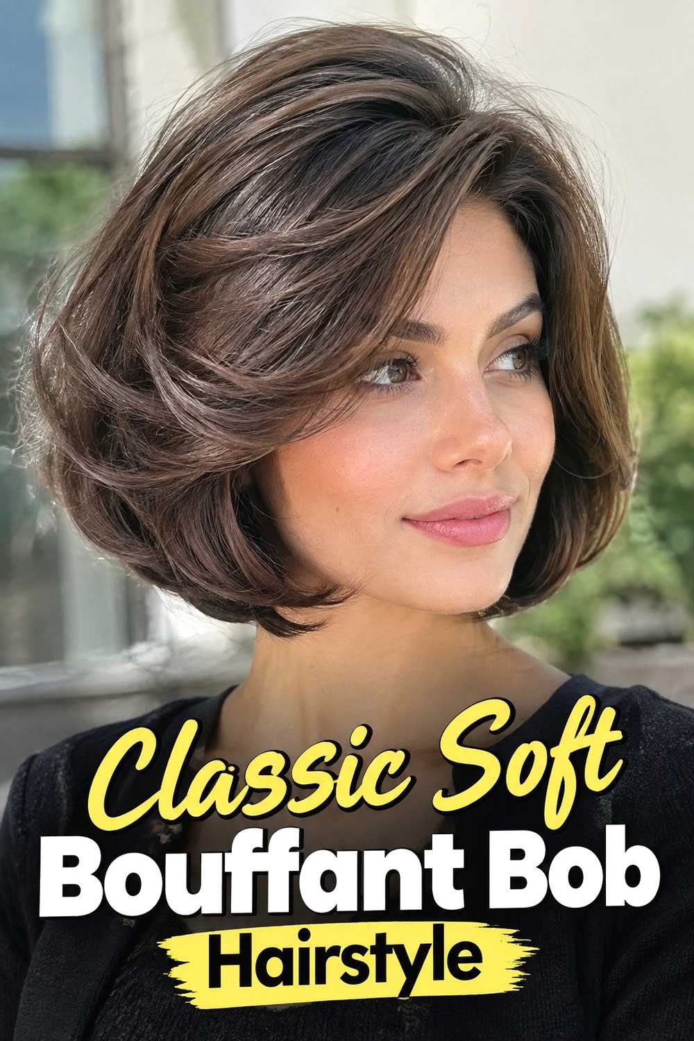1. Classic Soft Bouffant Bob Hairstyle