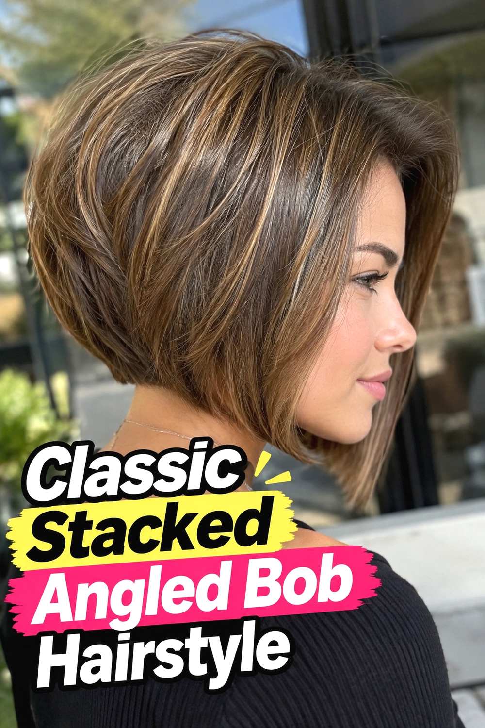 1. Classic Stacked Angled Bob Hairstyle