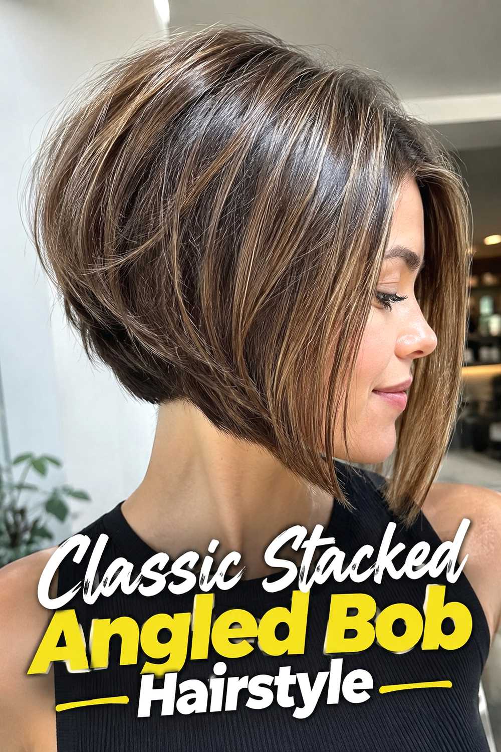 1. Classic Stacked Angled Bob Hairstyle