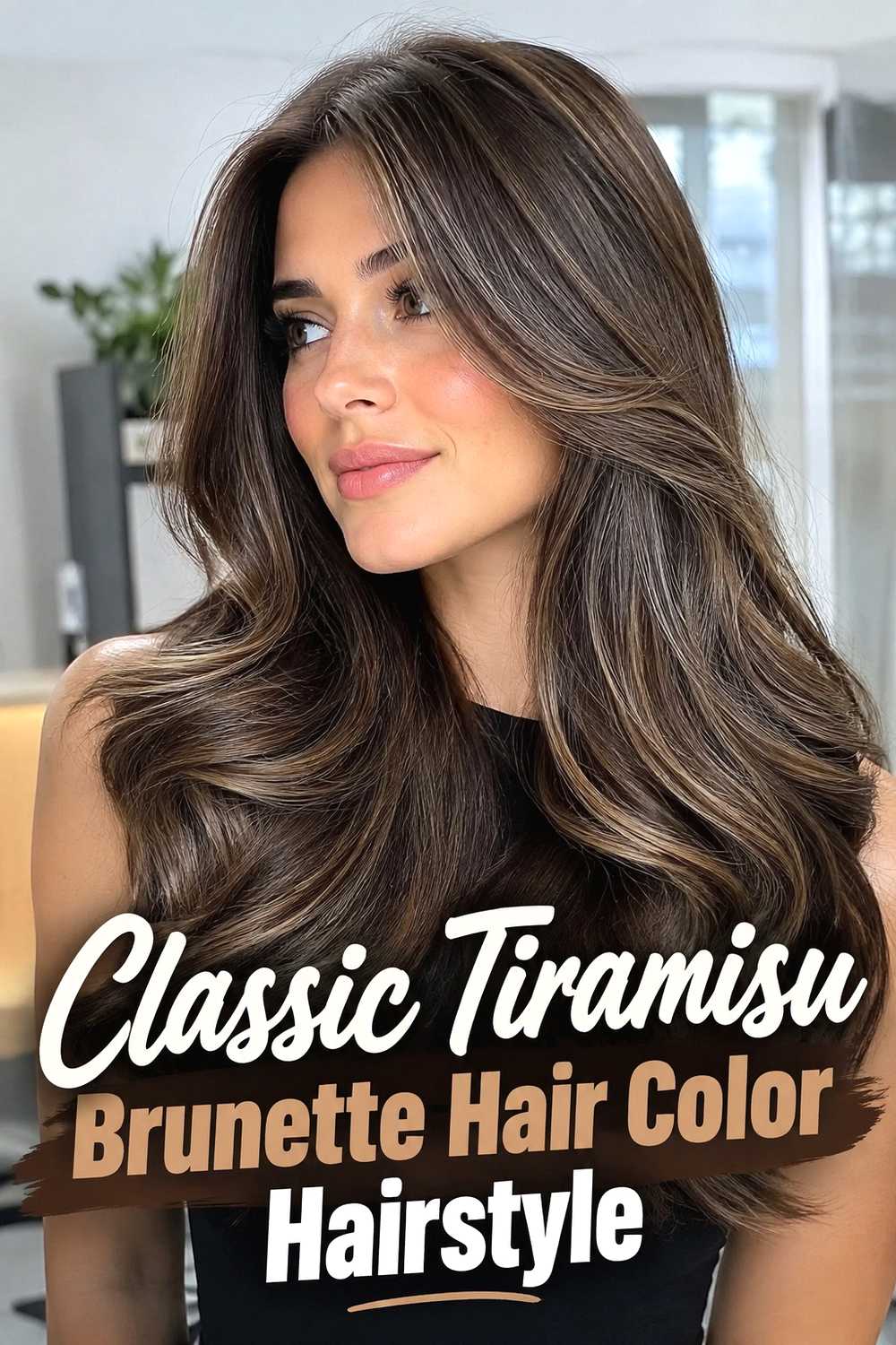 1. Classic Tiramisu Brunette Hair Color Hairstyle