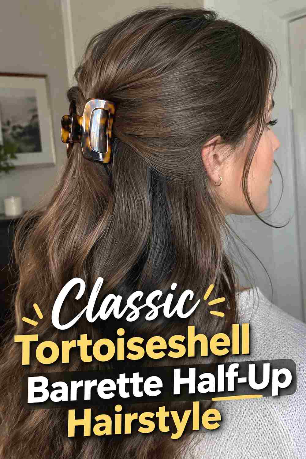 1. Classic Tortoiseshell Barrette Half Up Hairstyle