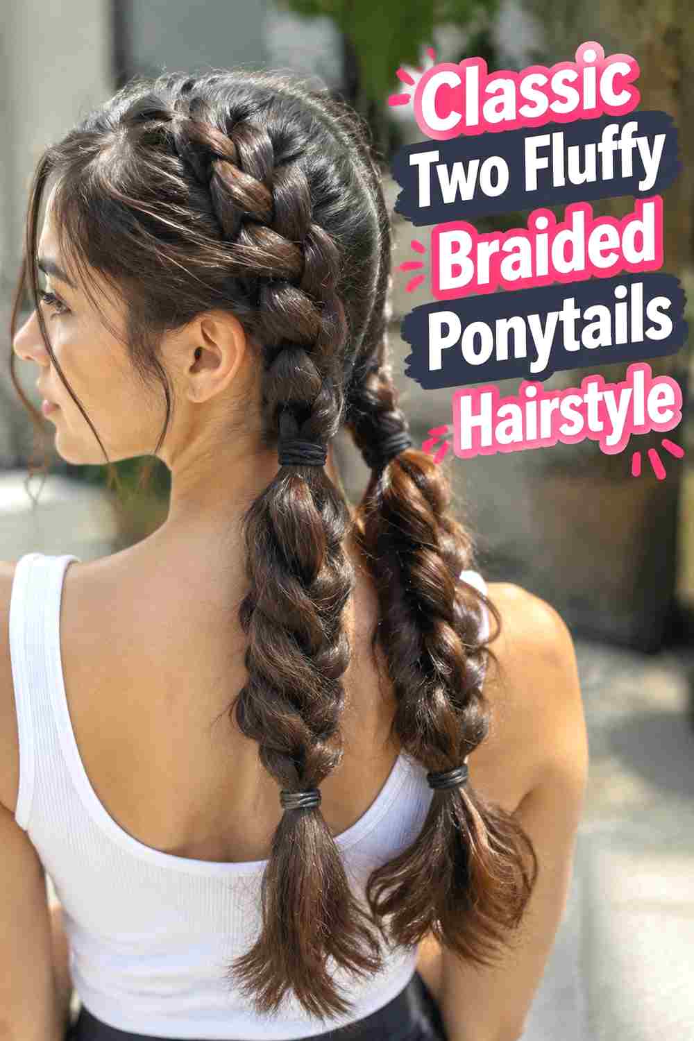 1. Classic Two Fluffy Braided Ponytails Hairstyle
