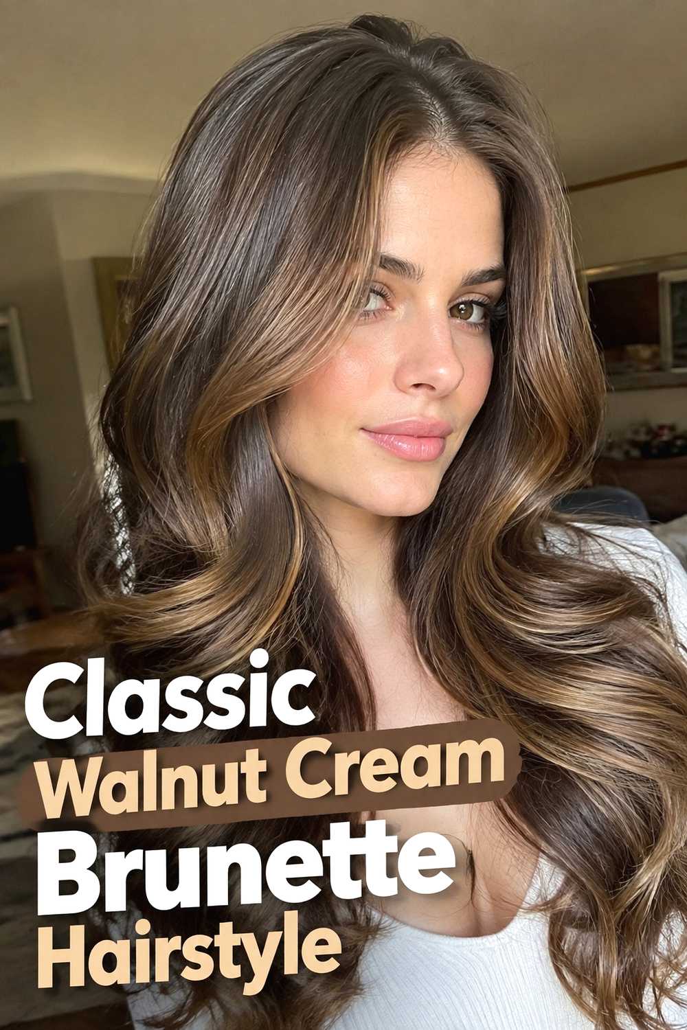1. Classic Walnut Cream Brunette Hairstyle
