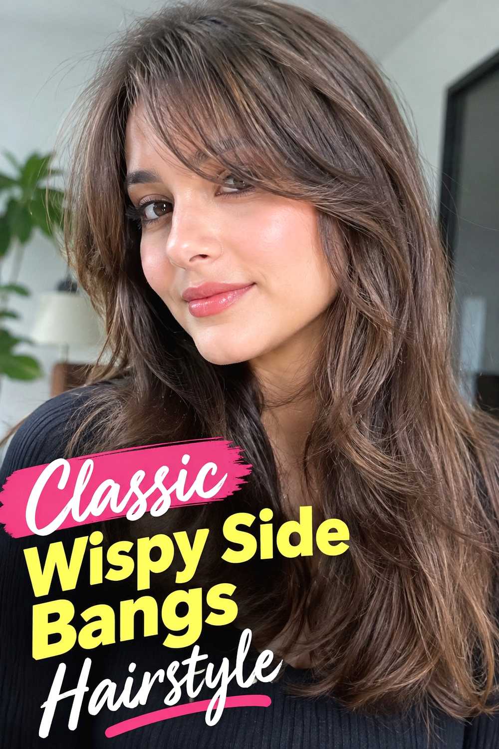 1. Classic Wispy Side Bangs Hairstyle