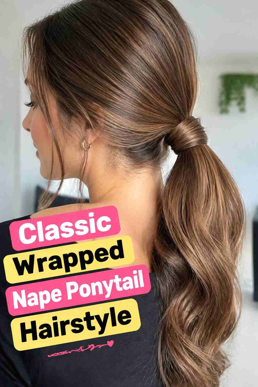 1. Classic Wrapped Nape Ponytail Hairstyle