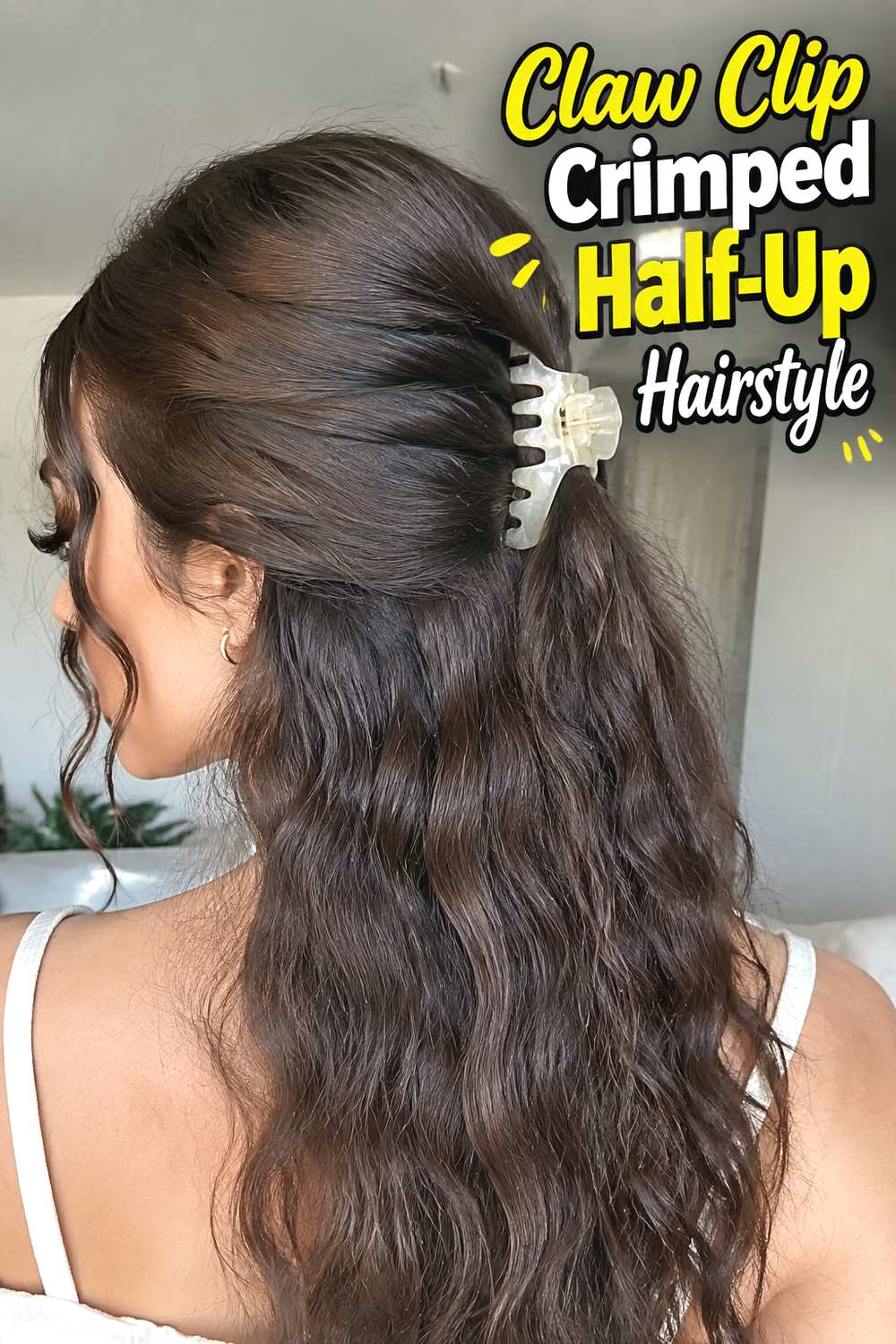 Claw Clip Crimped Half-Up Hairstyle
