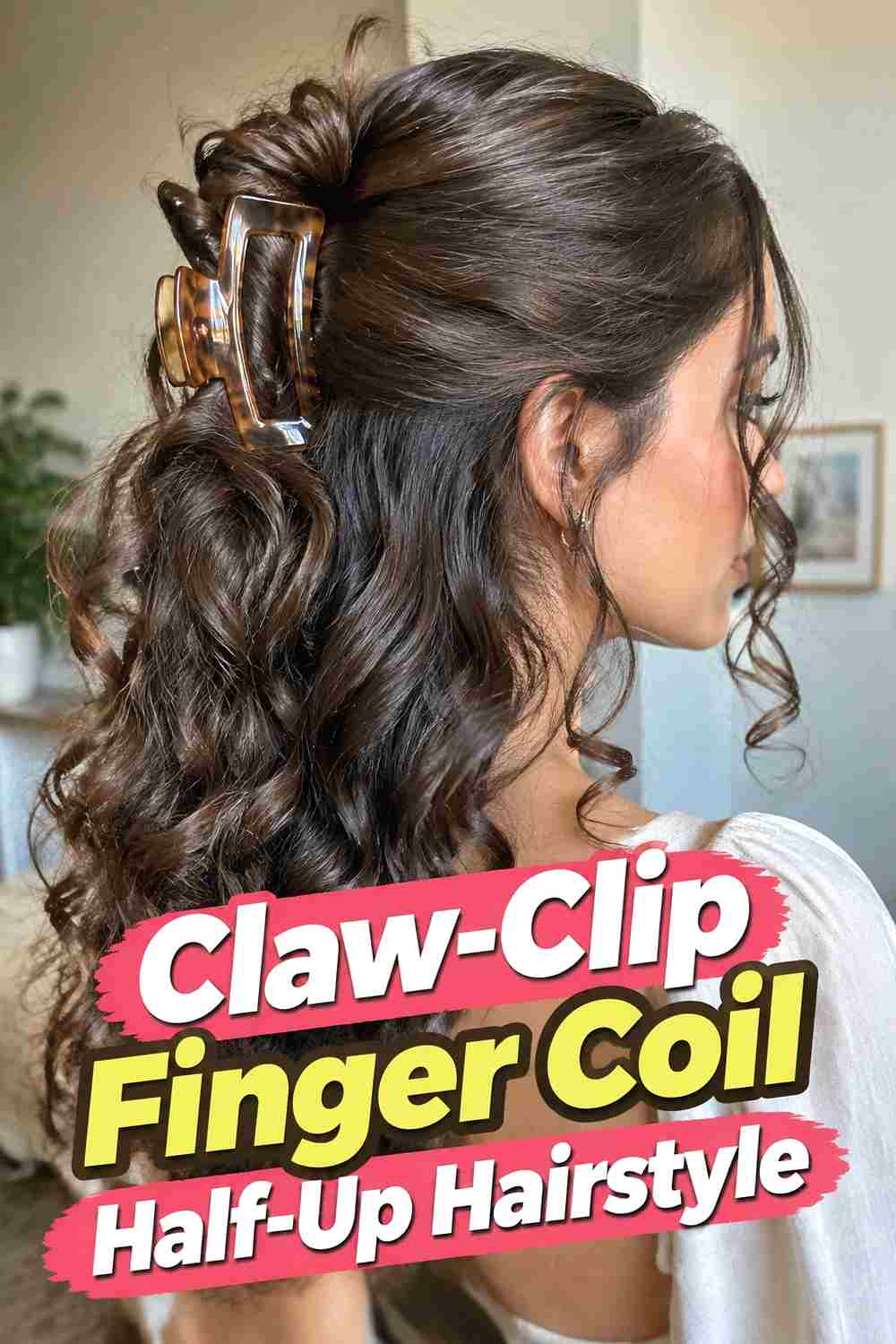 10. Claw Clip Finger Coil Half Up Hairstyle