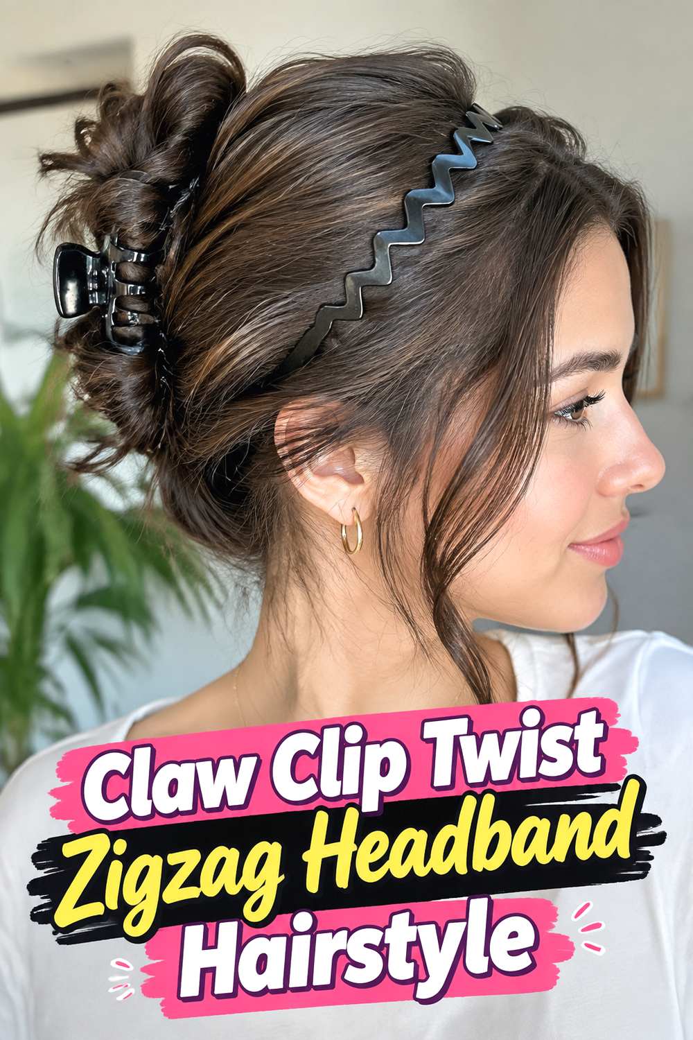 Claw Clip Twist Zigzag Headband Hairstyle