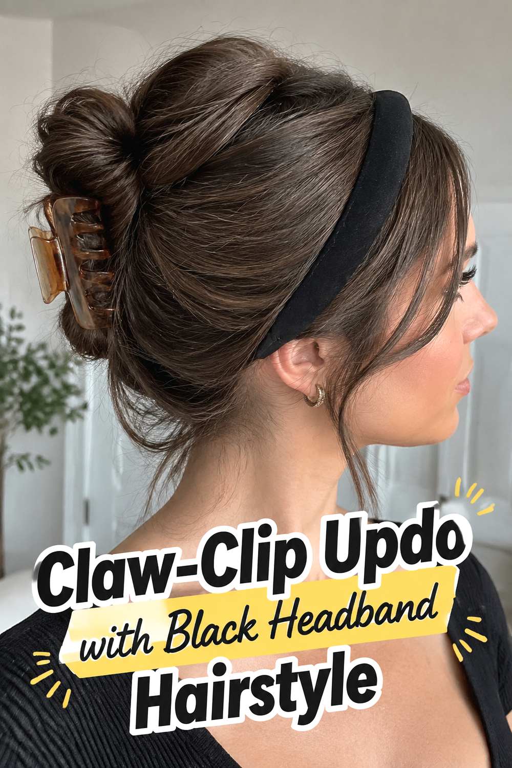 Claw-Clip Updo with Black Headband Hairstyle