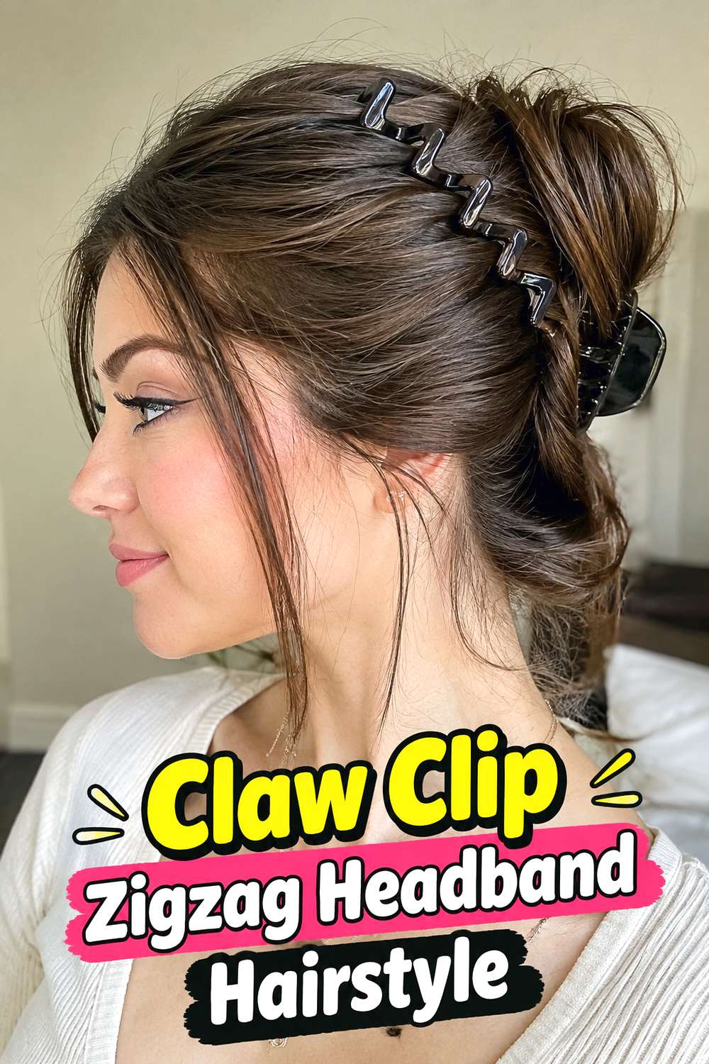 Claw Clip Zigzag Headband Hairstyle
