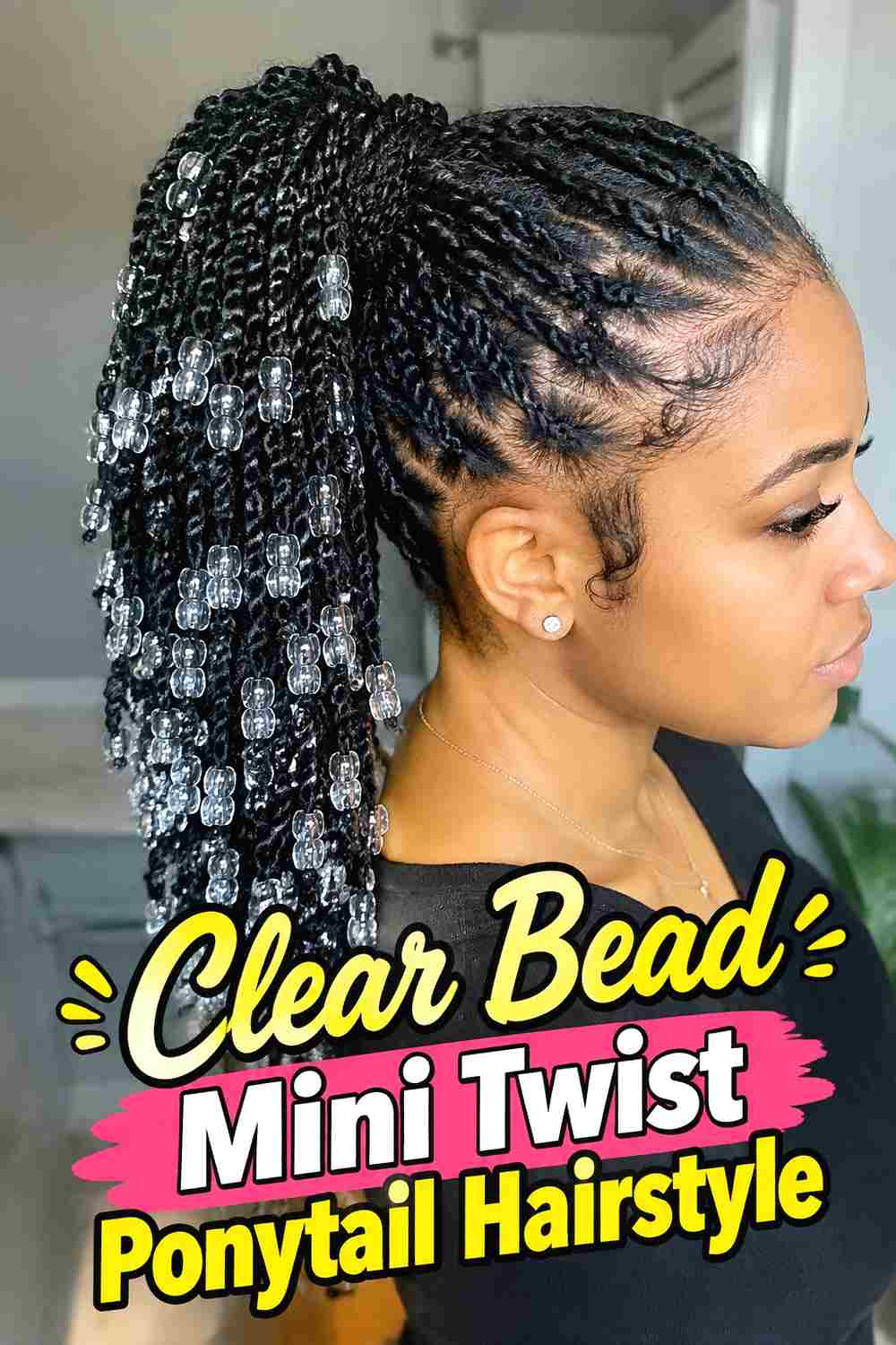 11. Clear Bead Mini Twist Ponytail Hairstyle