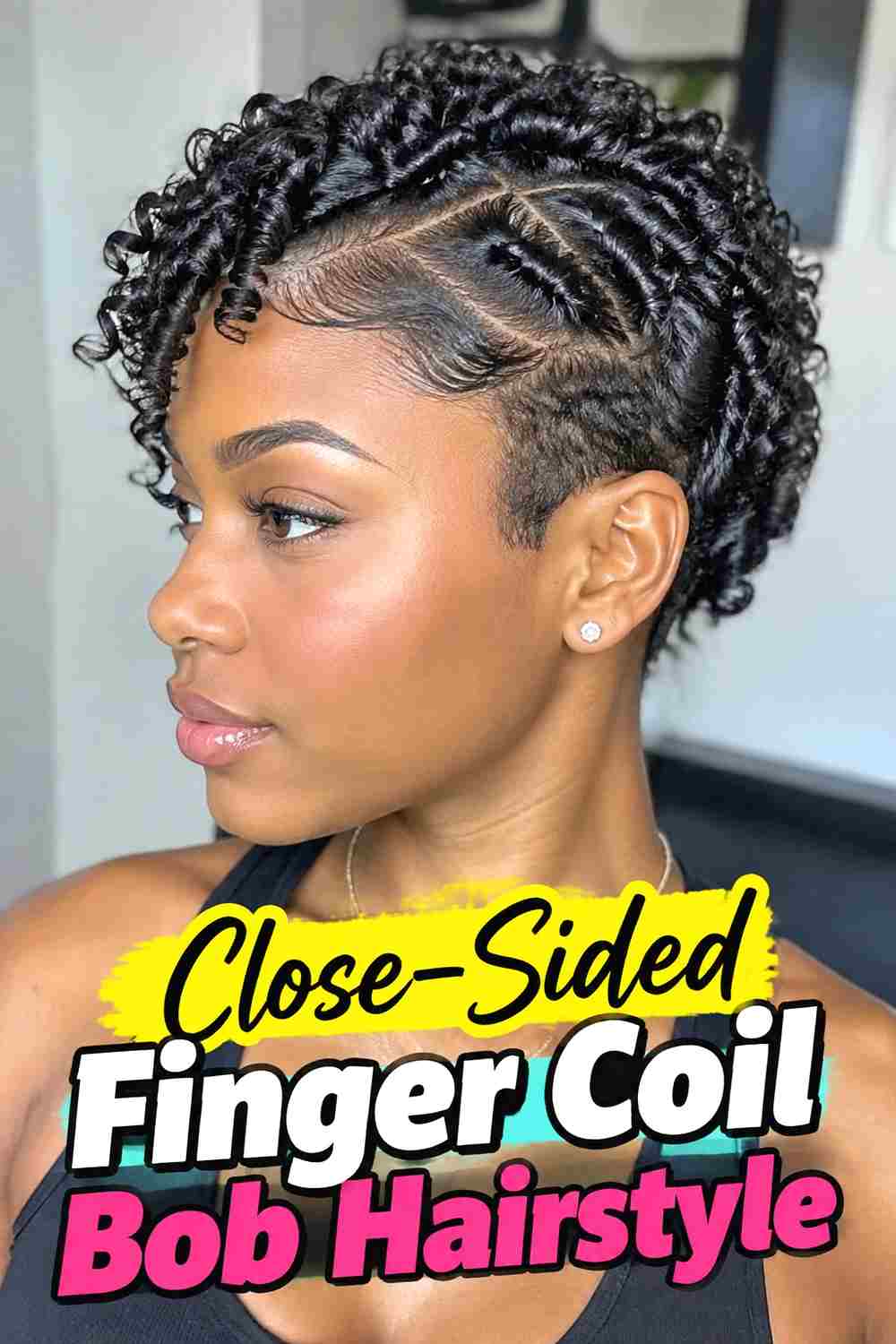 15. Close Sided Finger Coil Bob Hairstyle