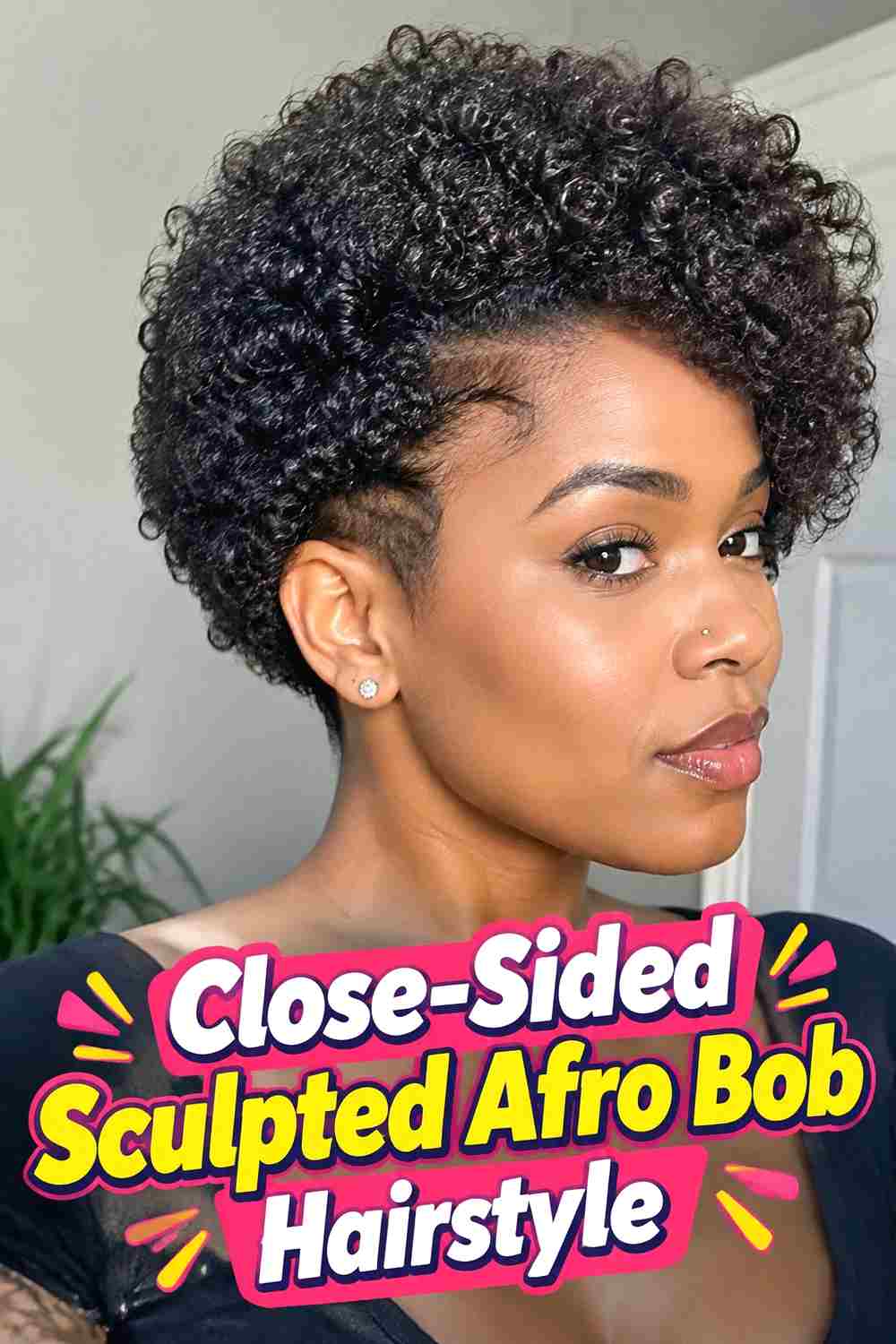 12. Close Sided Sculpted Afro Bob Hairstyle