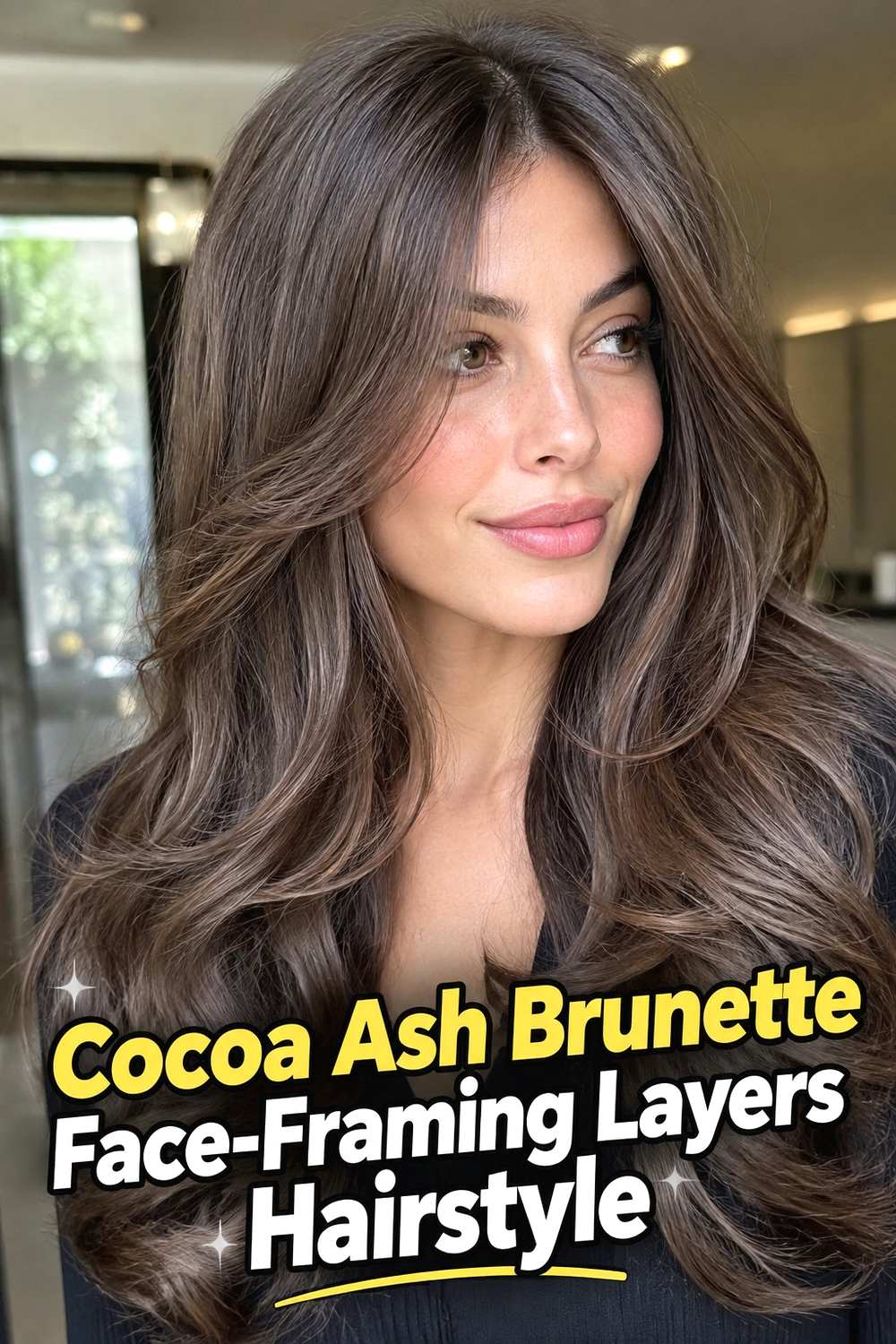 7. Cocoa Ash Brunette Face Framing Layers Hairstyle