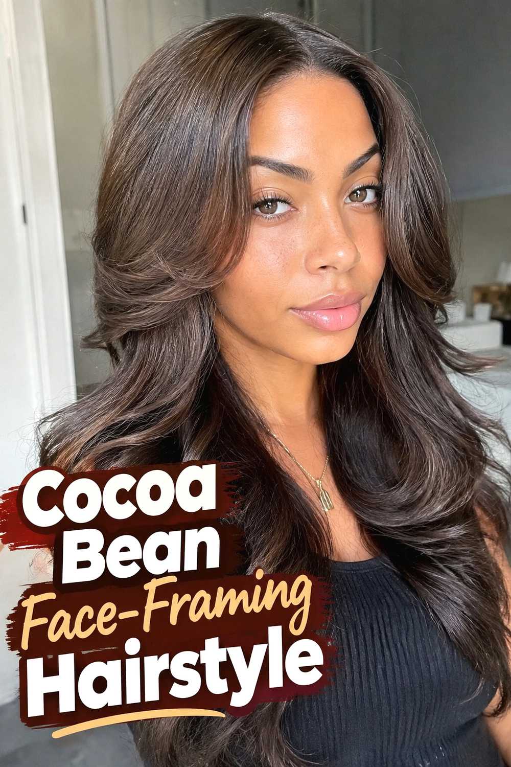 7. Cocoa Bean Face Framing Hairstyle