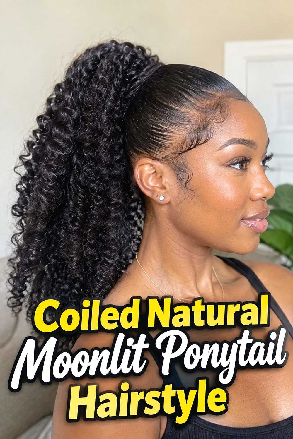16. Coiled Natural Moonlit Ponytail Hairstyle