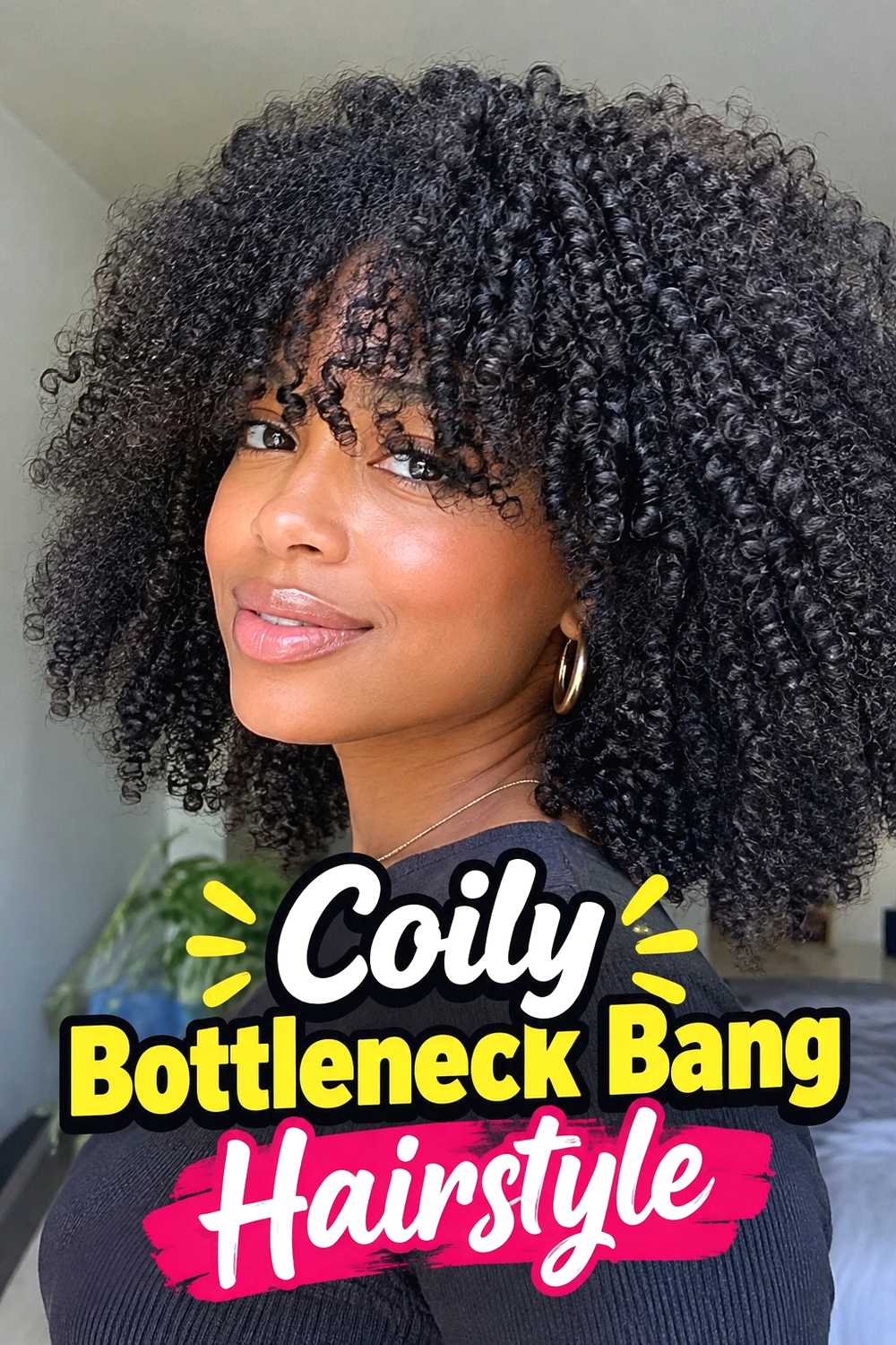 5. Coily Bottleneck Bang Hairstyle