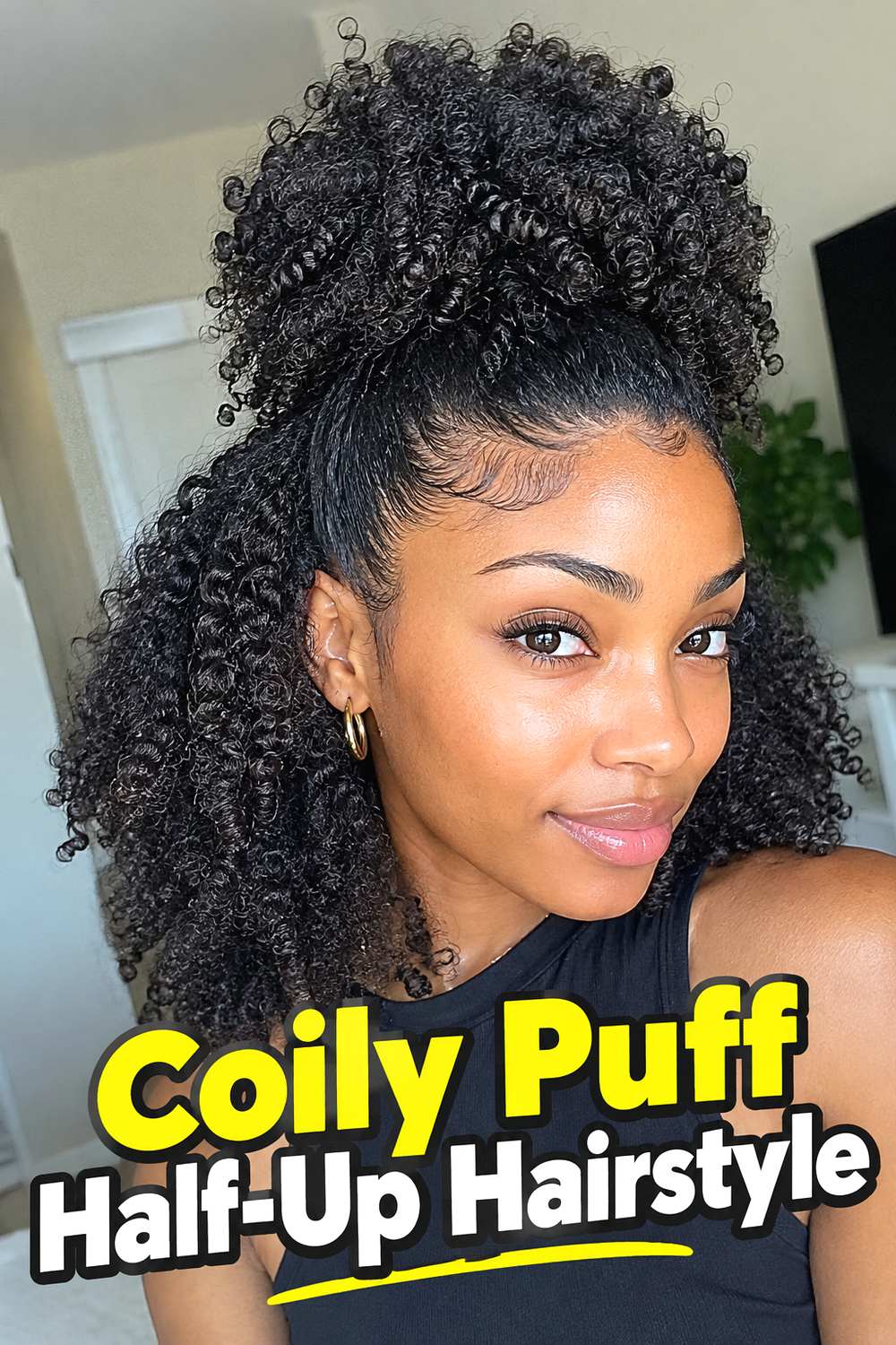 Coily Puff Half-Up Hairstyle