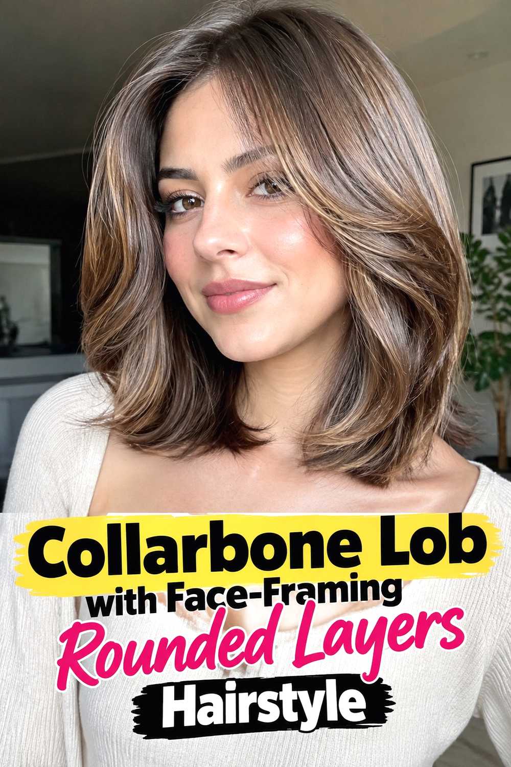 5. Collarbone Lob With Face Framing Rounded Layers Hairstyle