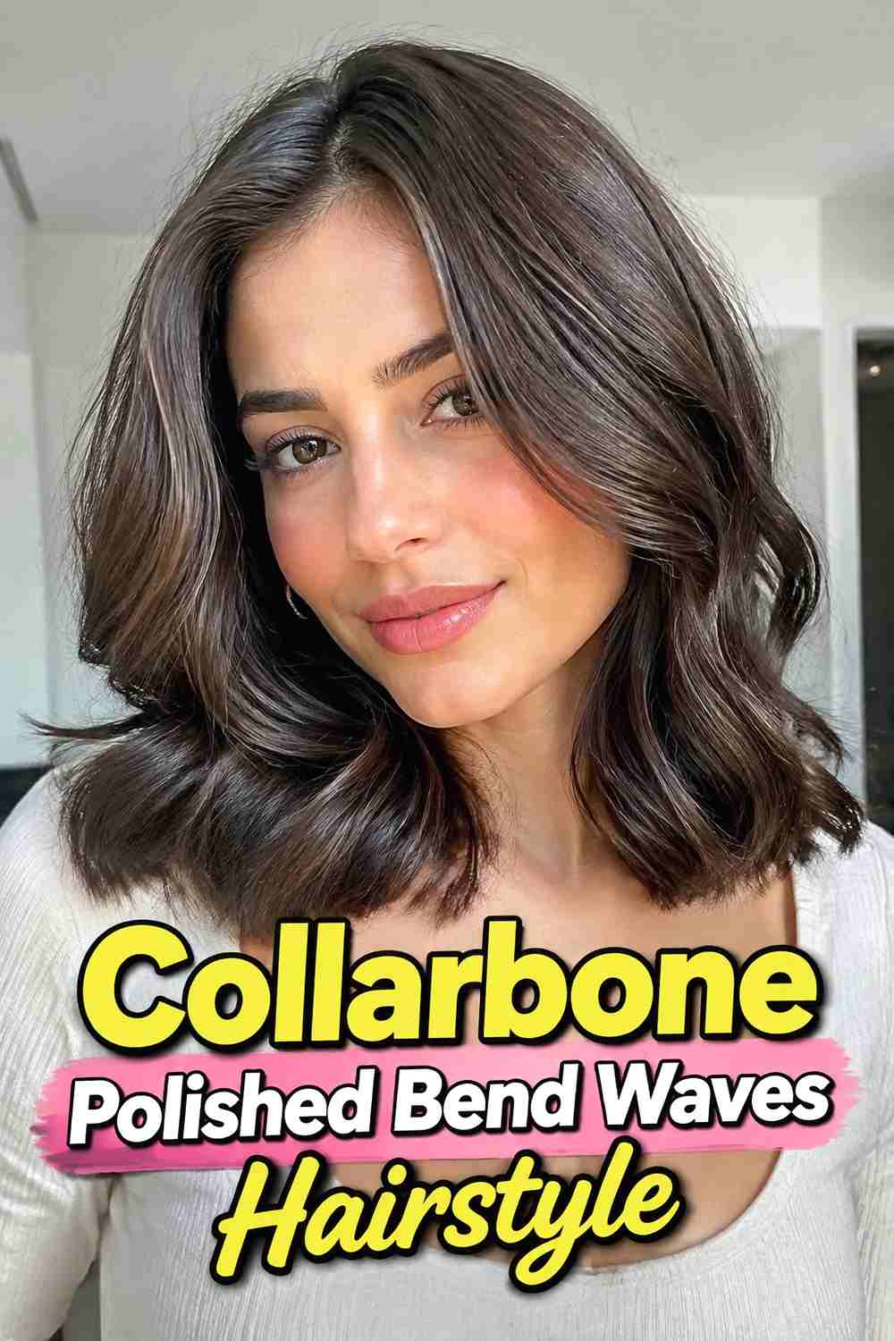 15. Collarbone Polished Bend Waves Hairstyle