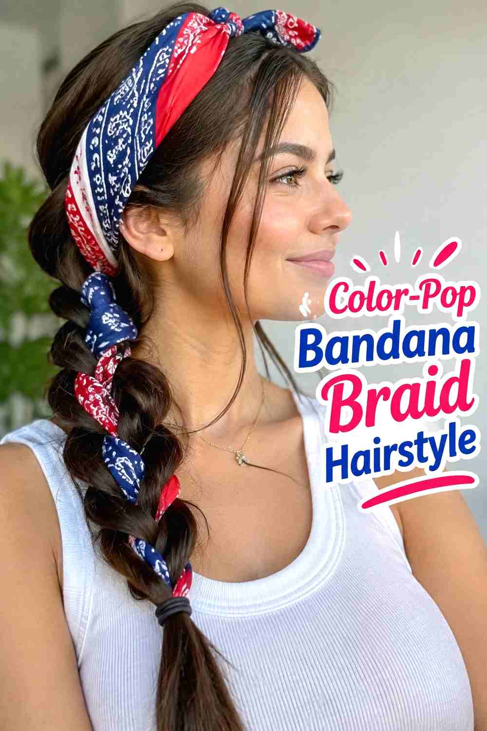 16. Color Pop Bandana Braid Hairstyle