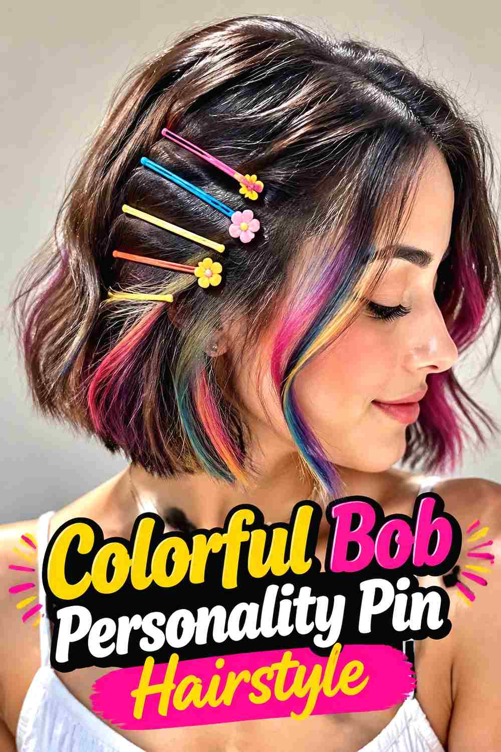 10. Colorful Bob Personality Pin Hairstyle