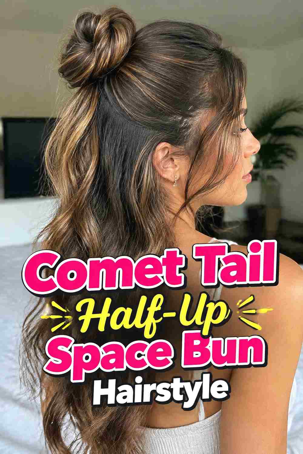 8. Comet Tail Half Up Space Bun Hairstyle
