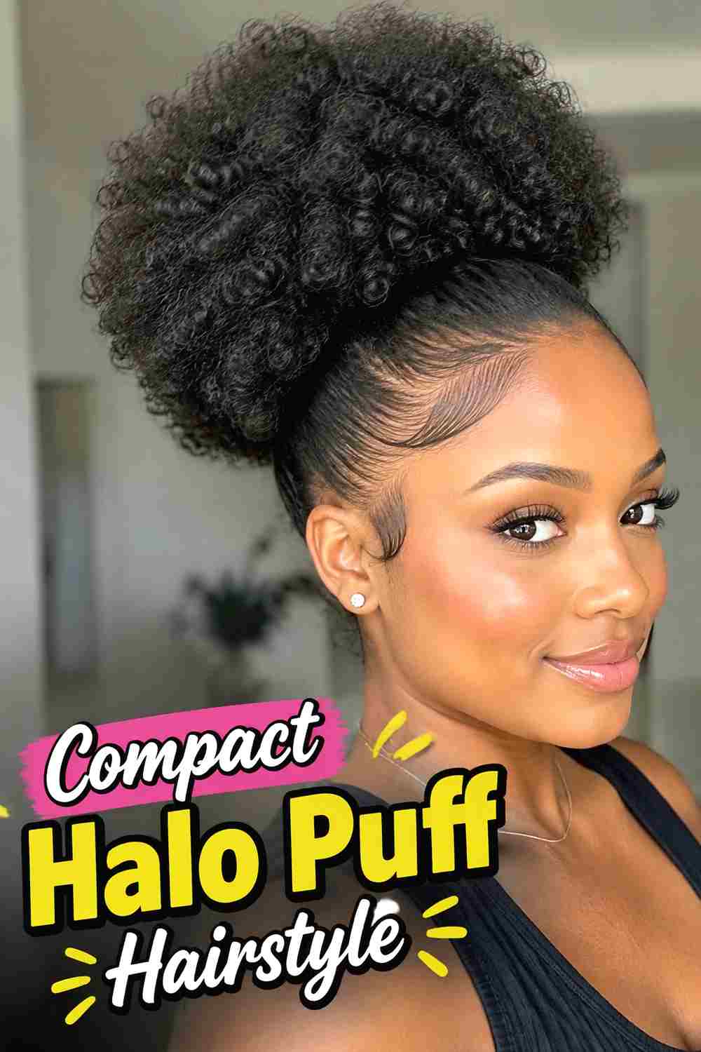 13. Compact Halo Puff Hairstyle
