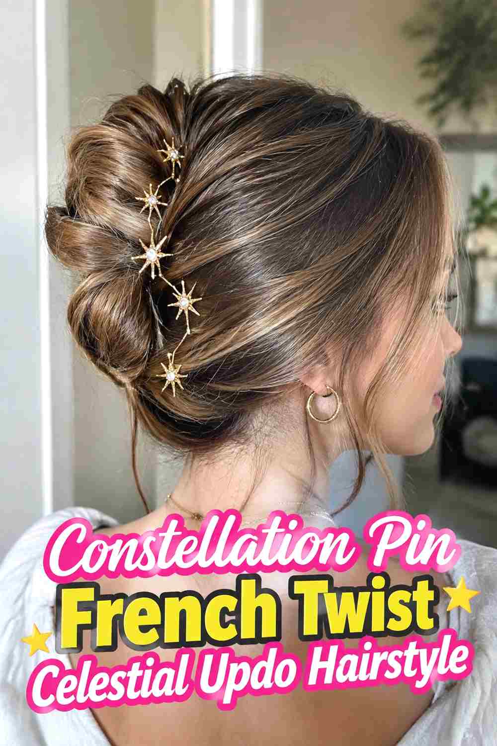 3. Constellation Pin French Twist Celestial Updo Hairstyle