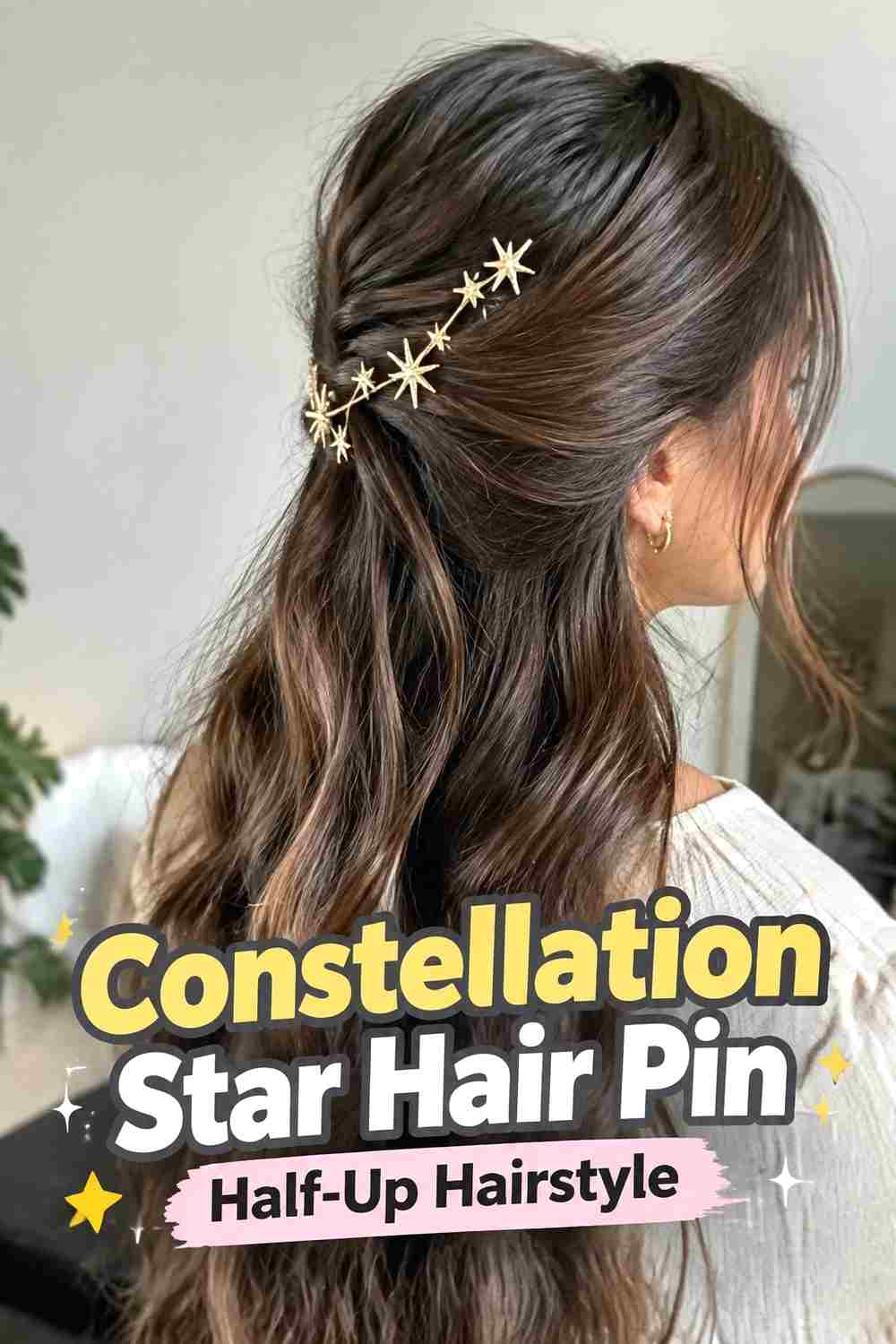 2. Constellation Star Hair Pin Half Up Hairstyle
