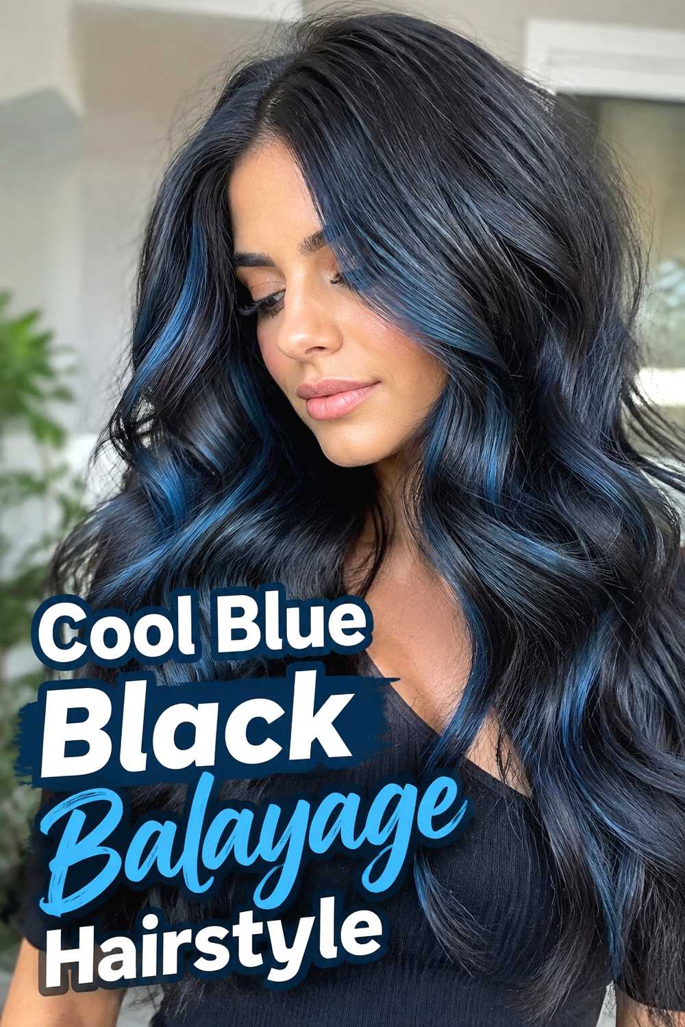 4. Cool Blue Black Balayage Hairstyle