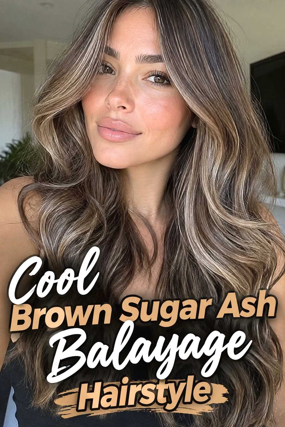 3. Cool Brown Sugar Ash Balayage Hairstyle