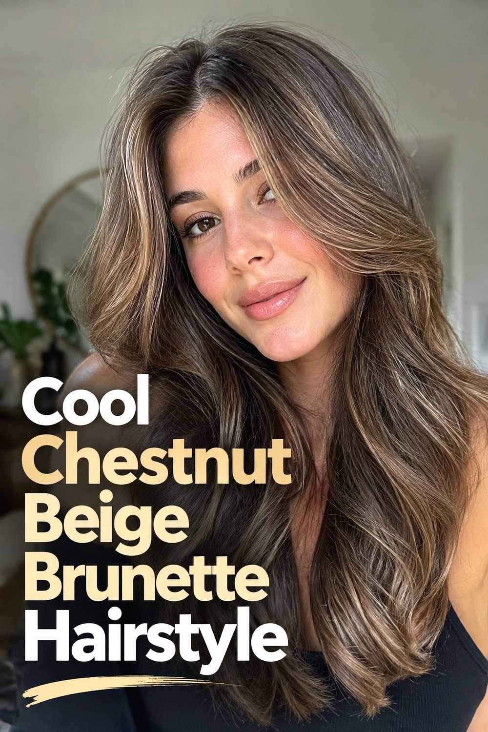 5. Cool Chestnut Beige Brunette Hairstyle