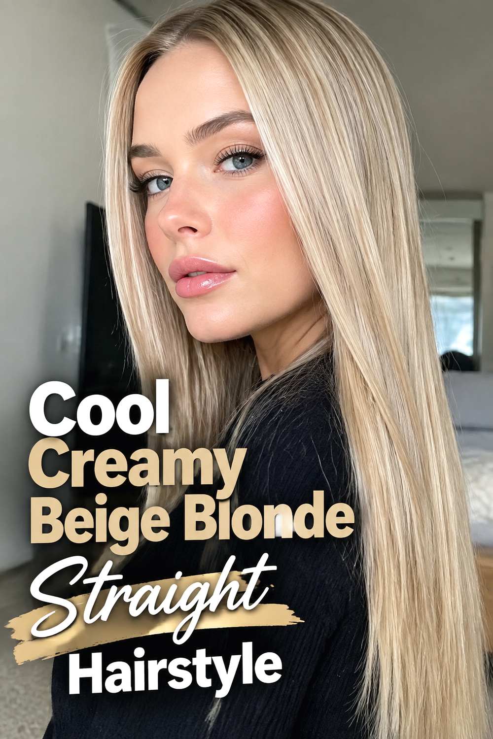 Cool Creamy Beige Blonde Straight Hairstyle