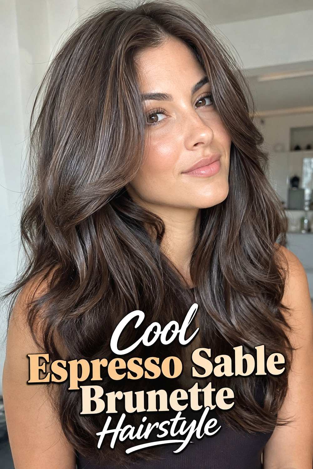 2. Cool Espresso Sable Brunette Hairstyle