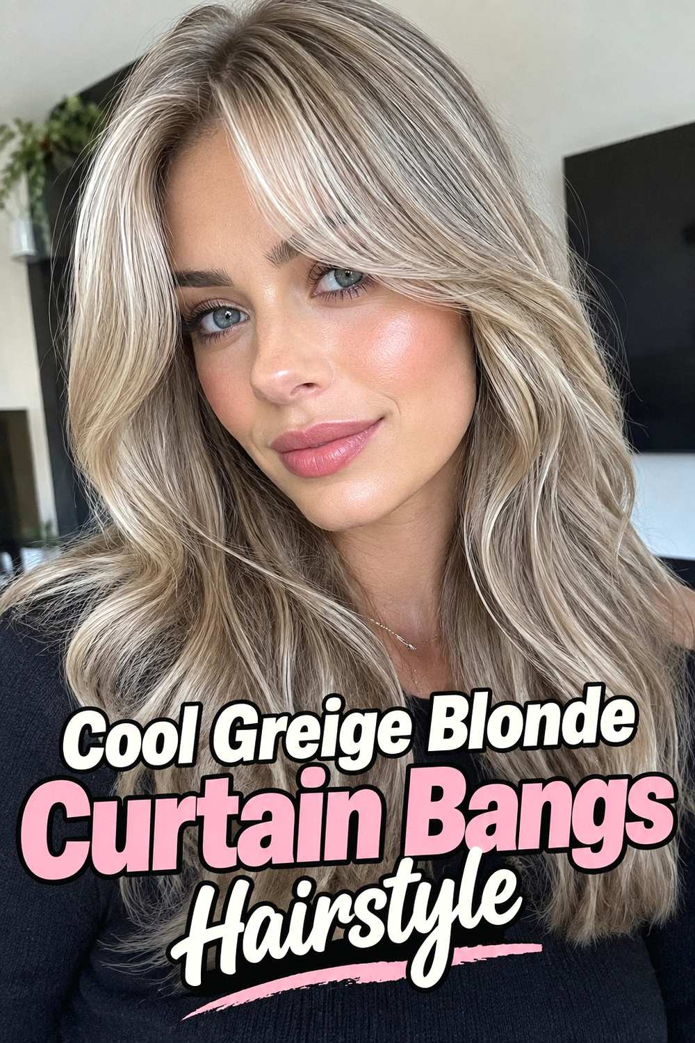 10. Cool Greige Blonde Curtain Bangs Hairstyle