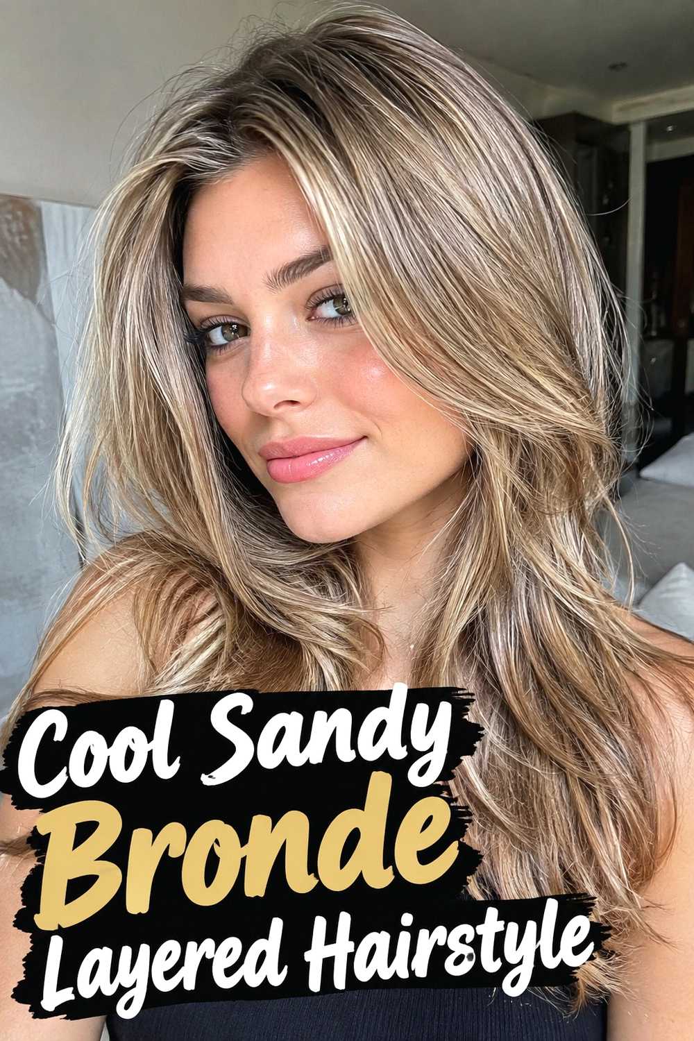 8. Cool Sandy Bronde Layered Hairstyle