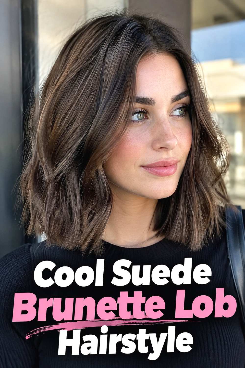 3. Cool Suede Brunette Lob Hairstyle