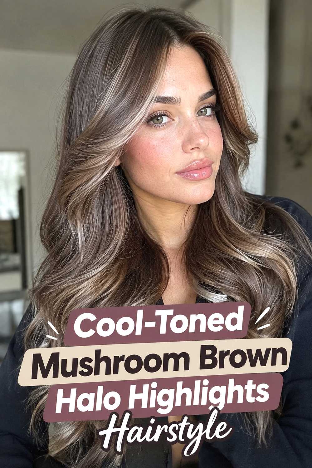20. Cool Toned Mushroom Brown Halo Highlights Hairstyle