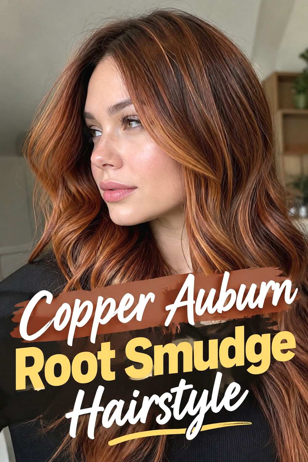 4. Copper Auburn Root Smudge Hairstyle