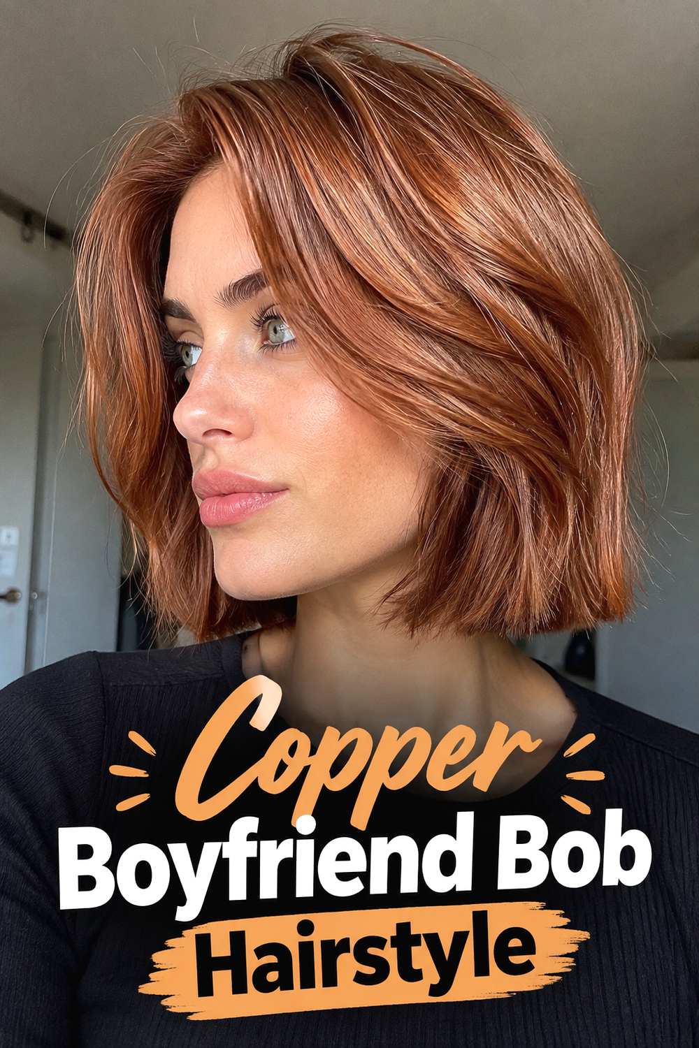 Copper Boyfriend Bob Hairstyle