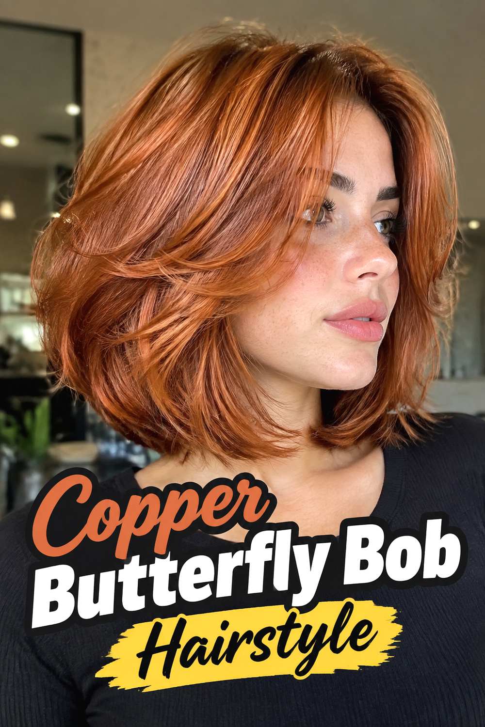 Copper Butterfly Bob Hairstyle