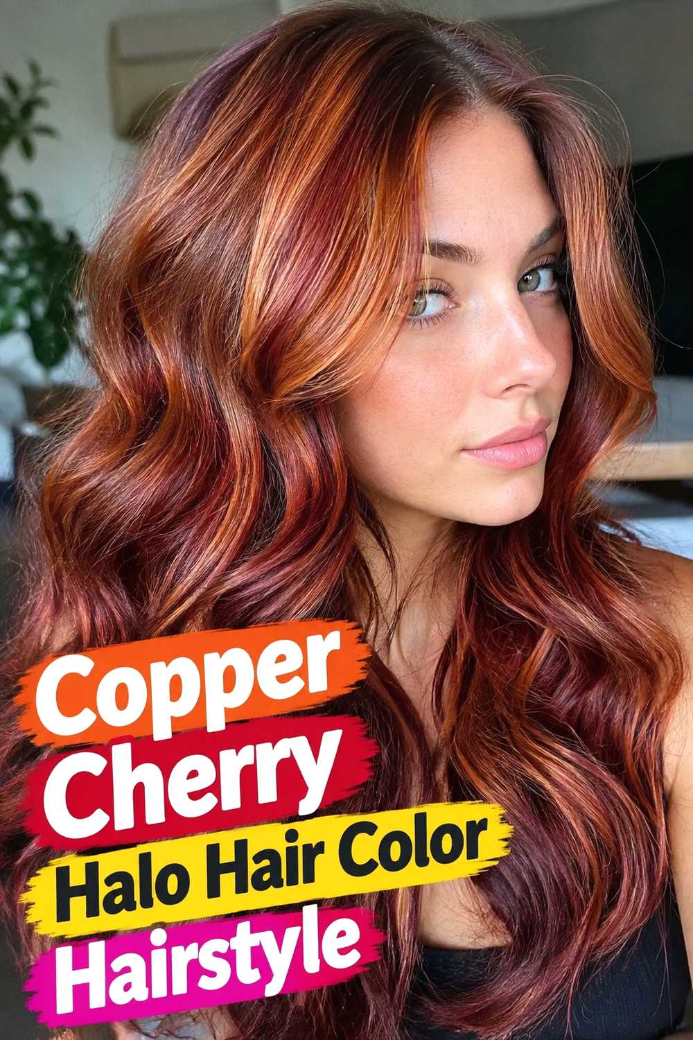 8. Copper Cherry Halo Hair Color Hairstyle