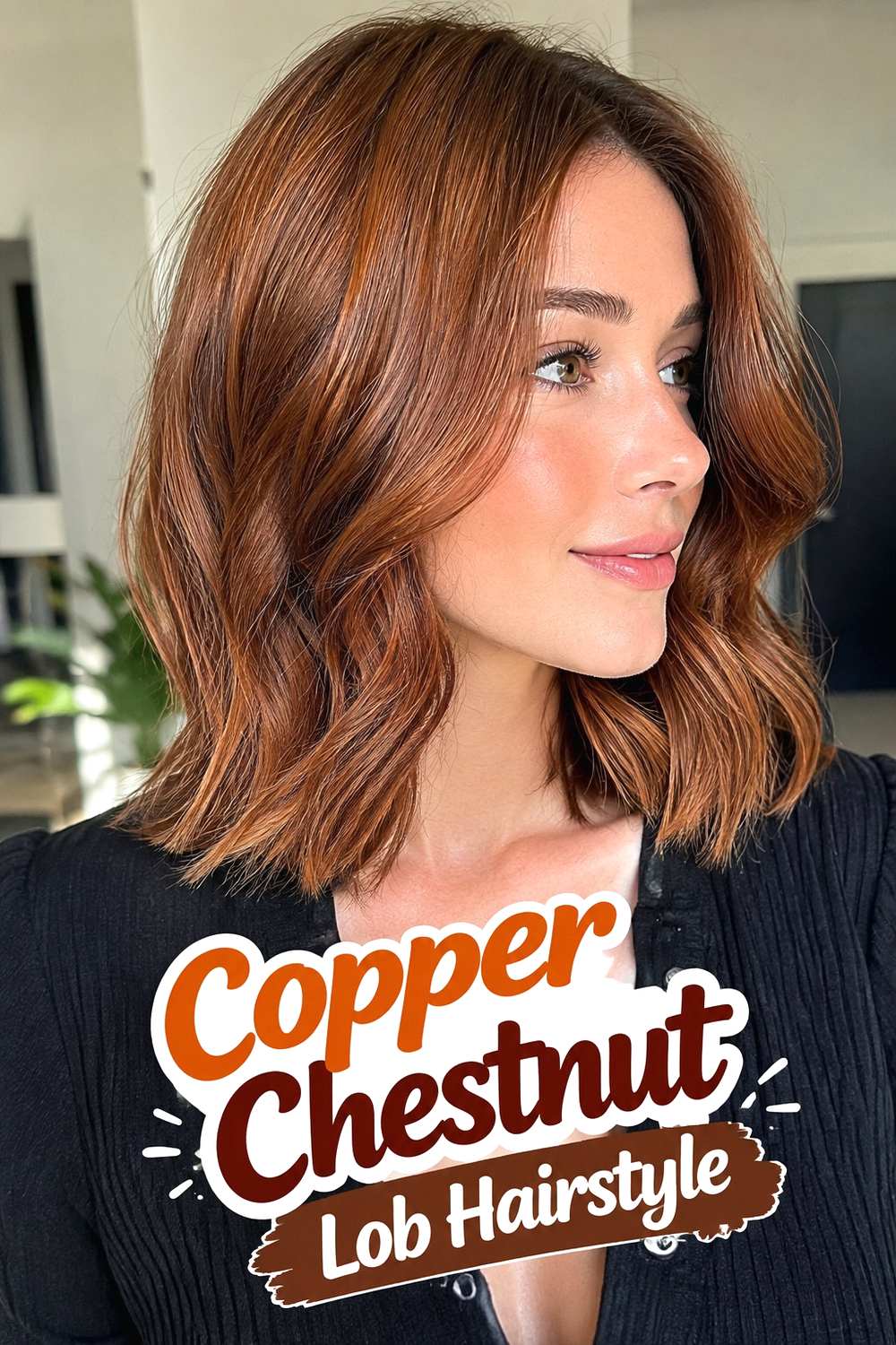 6. Copper Chestnut Lob Hairstyle