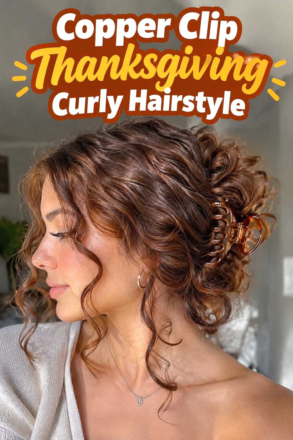 8. Copper Clip Thanksgiving Curly Hairstyle