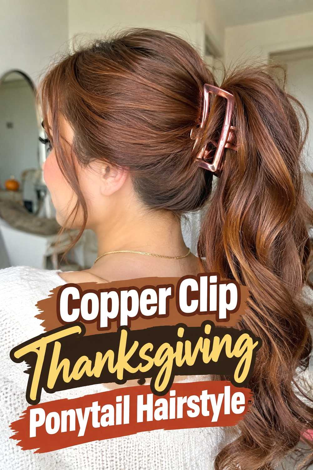 7. Copper Clip Thanksgiving Ponytail Hairstyle