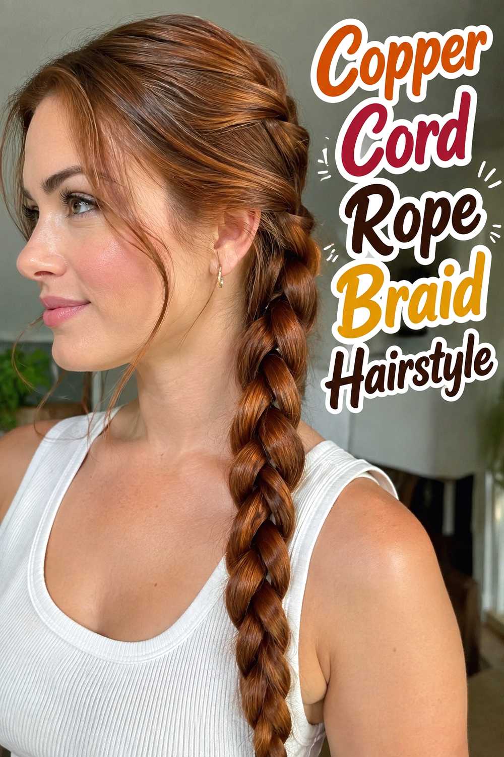 7. Copper Cord Rope Braid Hairstyle