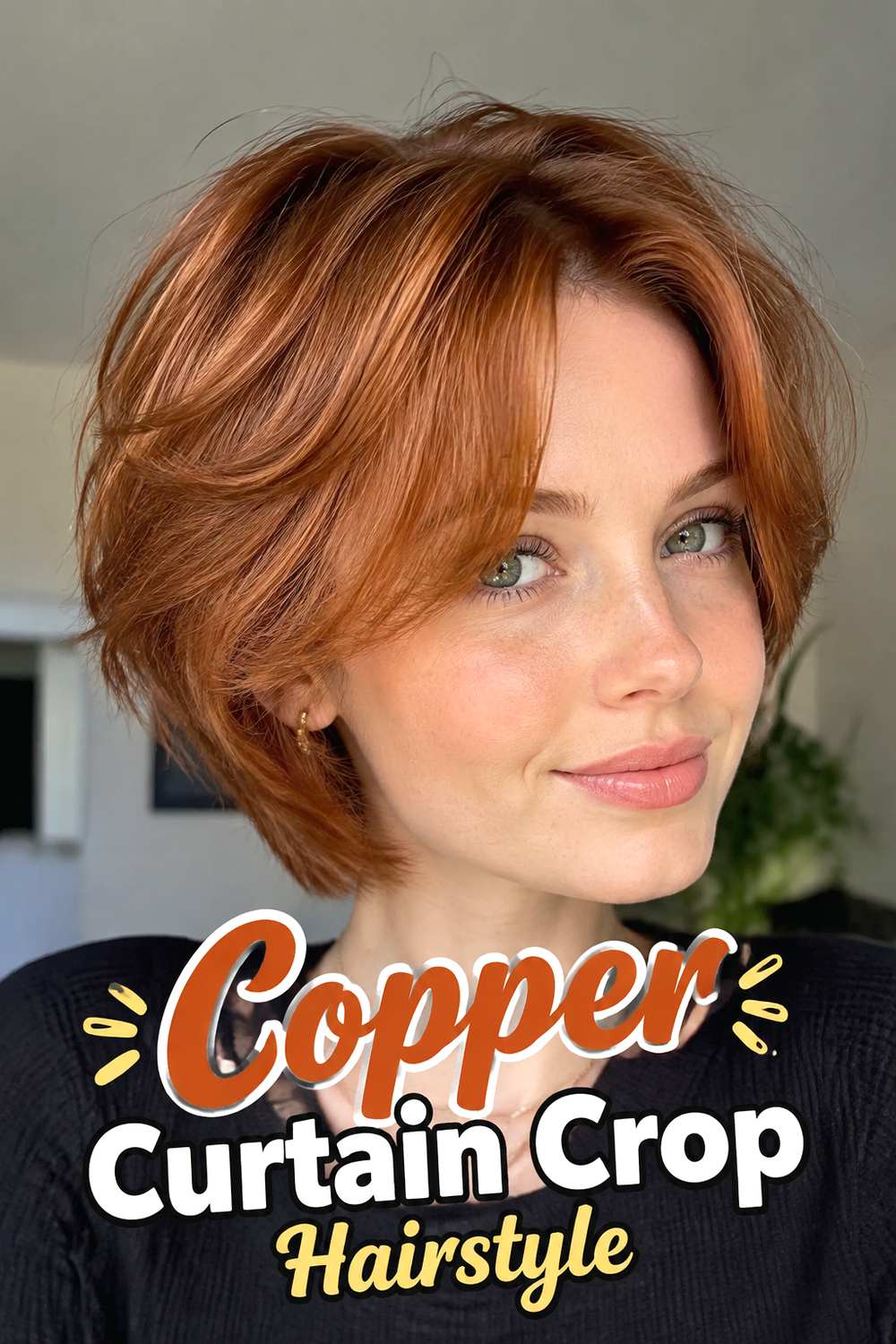 Copper Curtain Crop Hairstyle