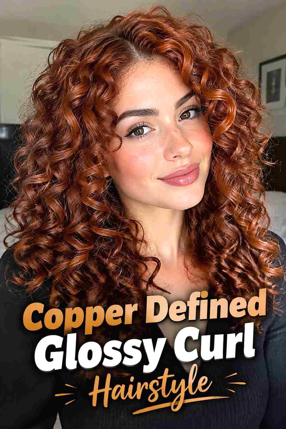 18. Copper Defined Glossy Curl Hairstyle